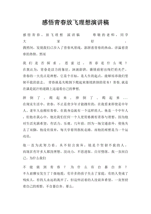 感悟青春放飞理想演讲稿.docx