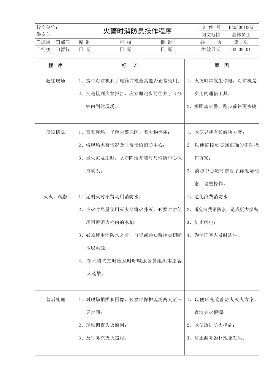 精品资料某企业保安部工作流程.doc_第1页