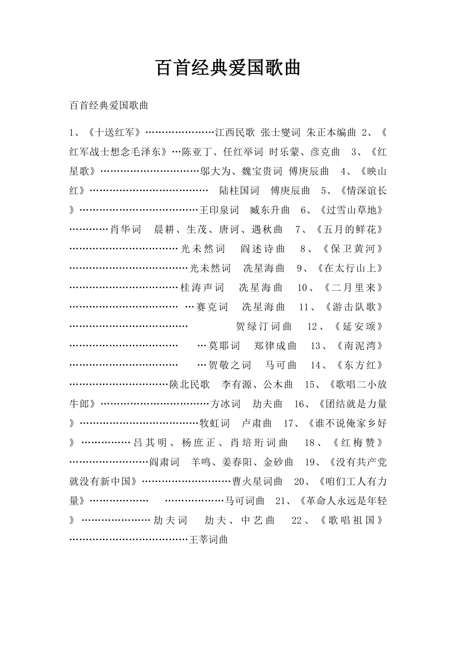 百首经典爱国歌曲.docx_第1页