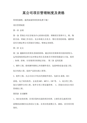 某公司项目管理制度及表格.docx