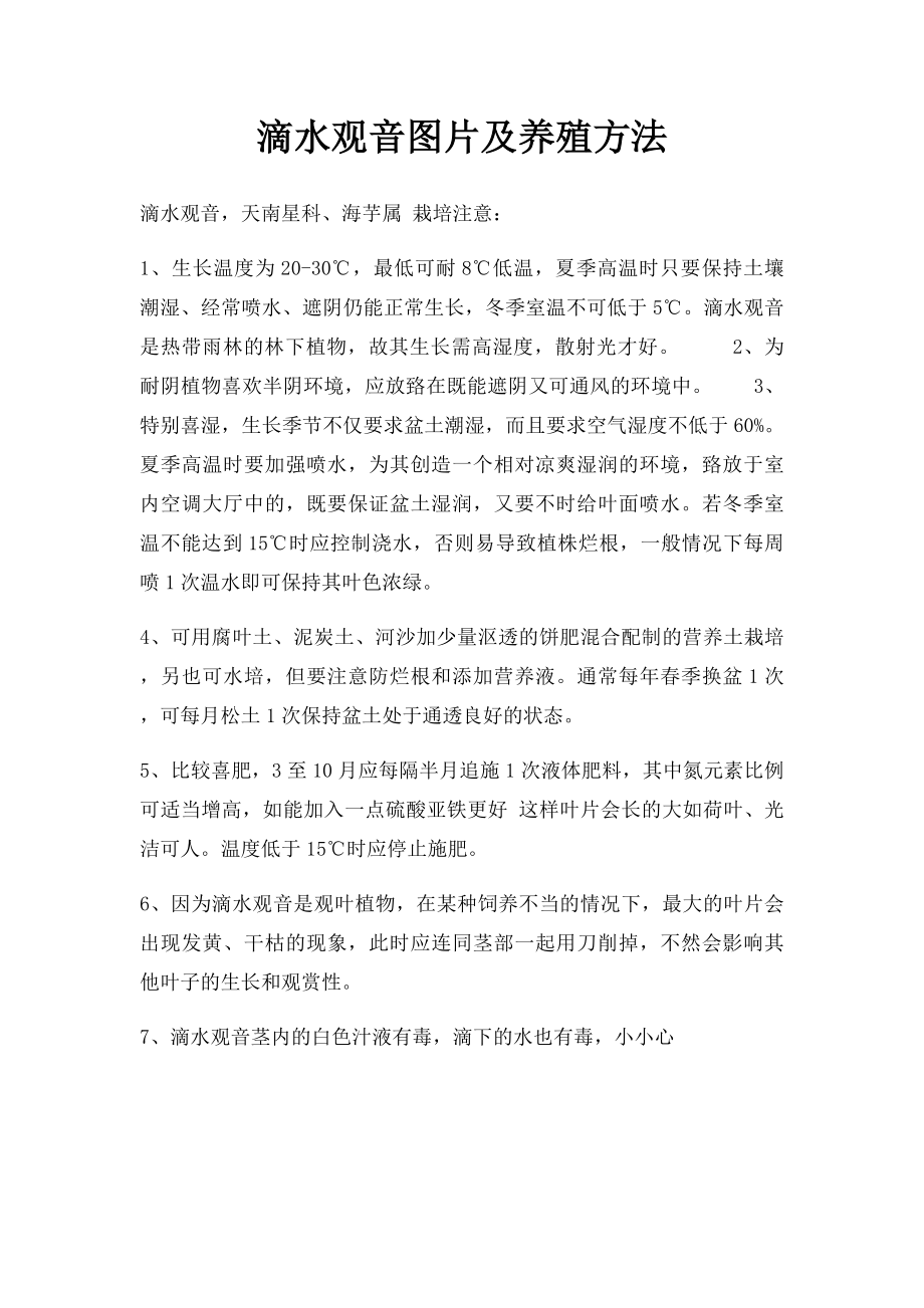 滴水观音图片及养殖方法.docx_第1页