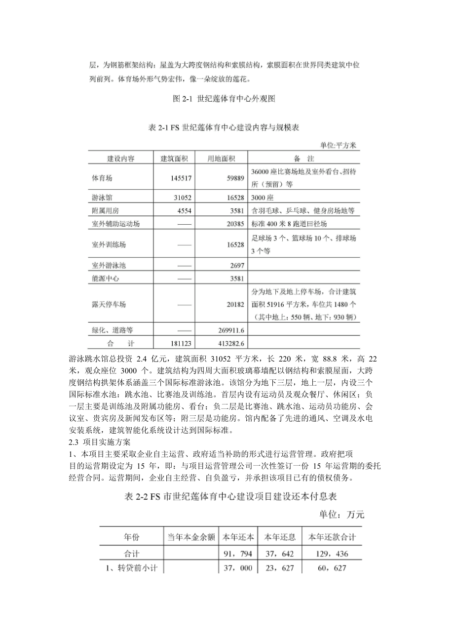 FS市世纪莲体育中心项目商业计划书.doc_第2页