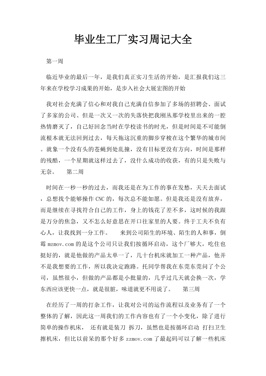 毕业生工厂实习周记大全.docx_第1页