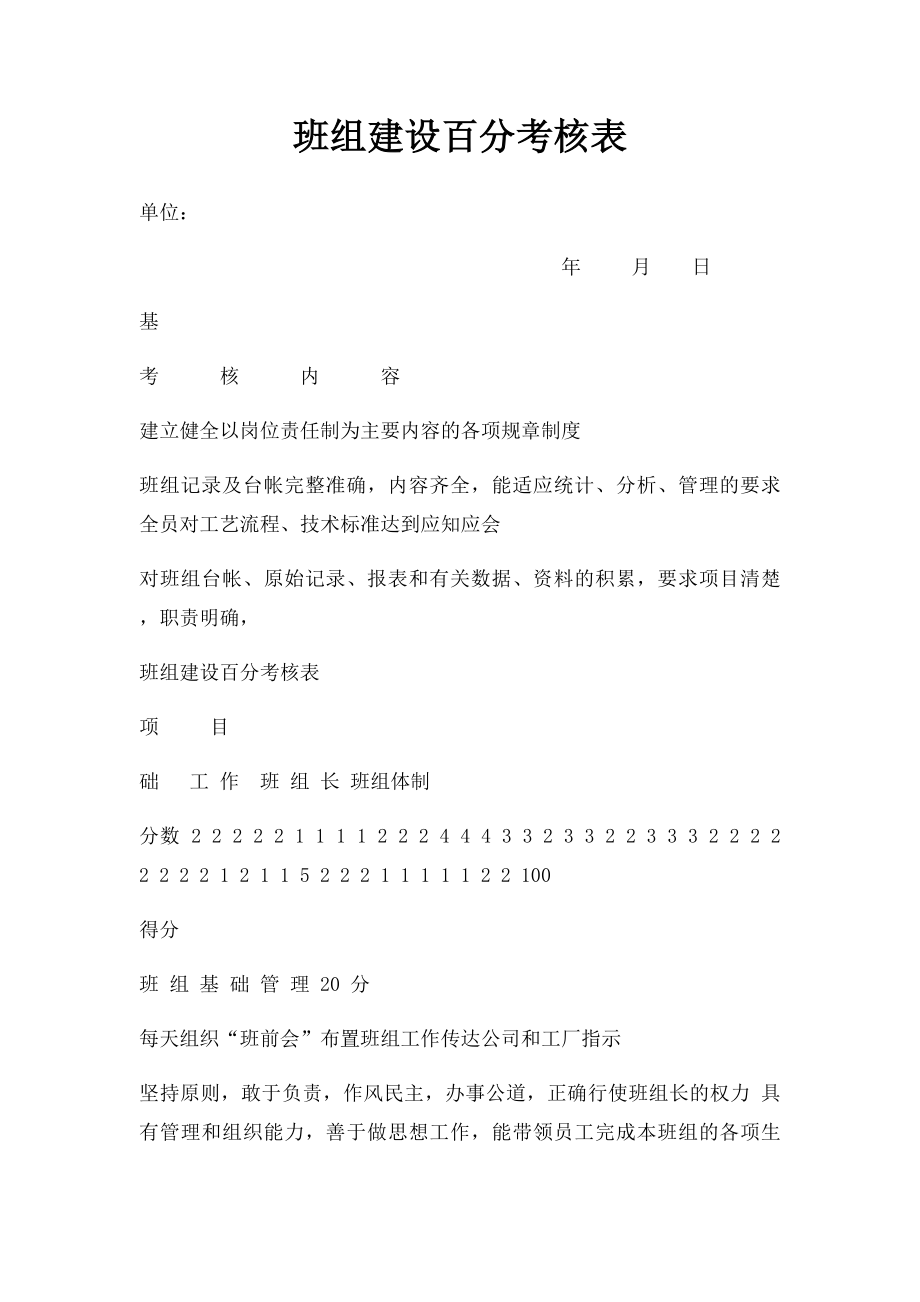 班组建设百分考核表.docx_第1页