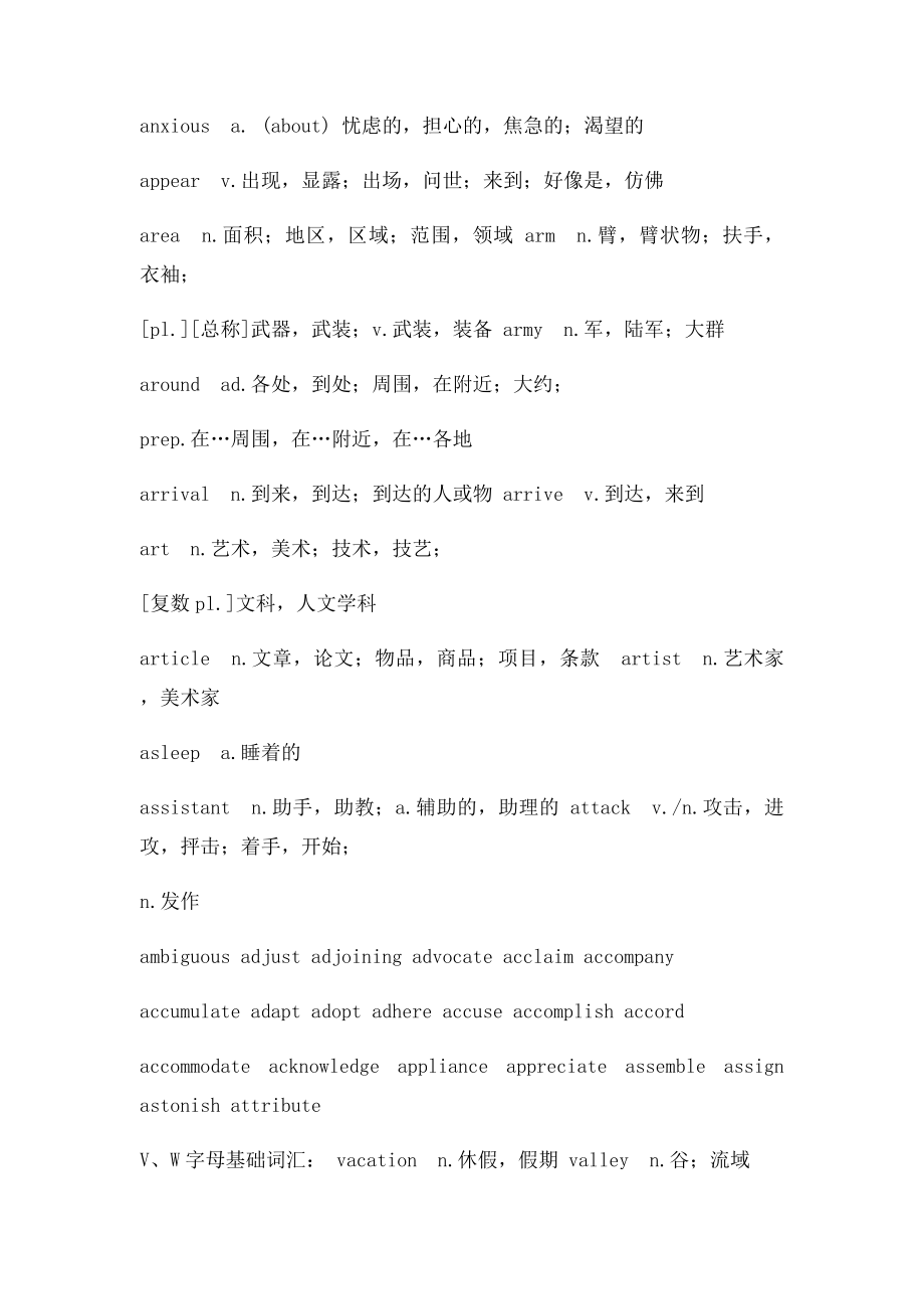 江苏省成人学士学位英语大纲基础词汇及核心词汇整理.docx_第3页