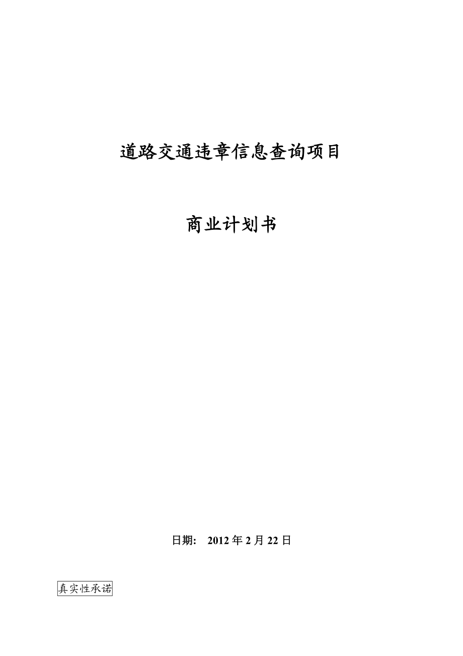 违章信息查询项目商业计划书(new).doc_第1页