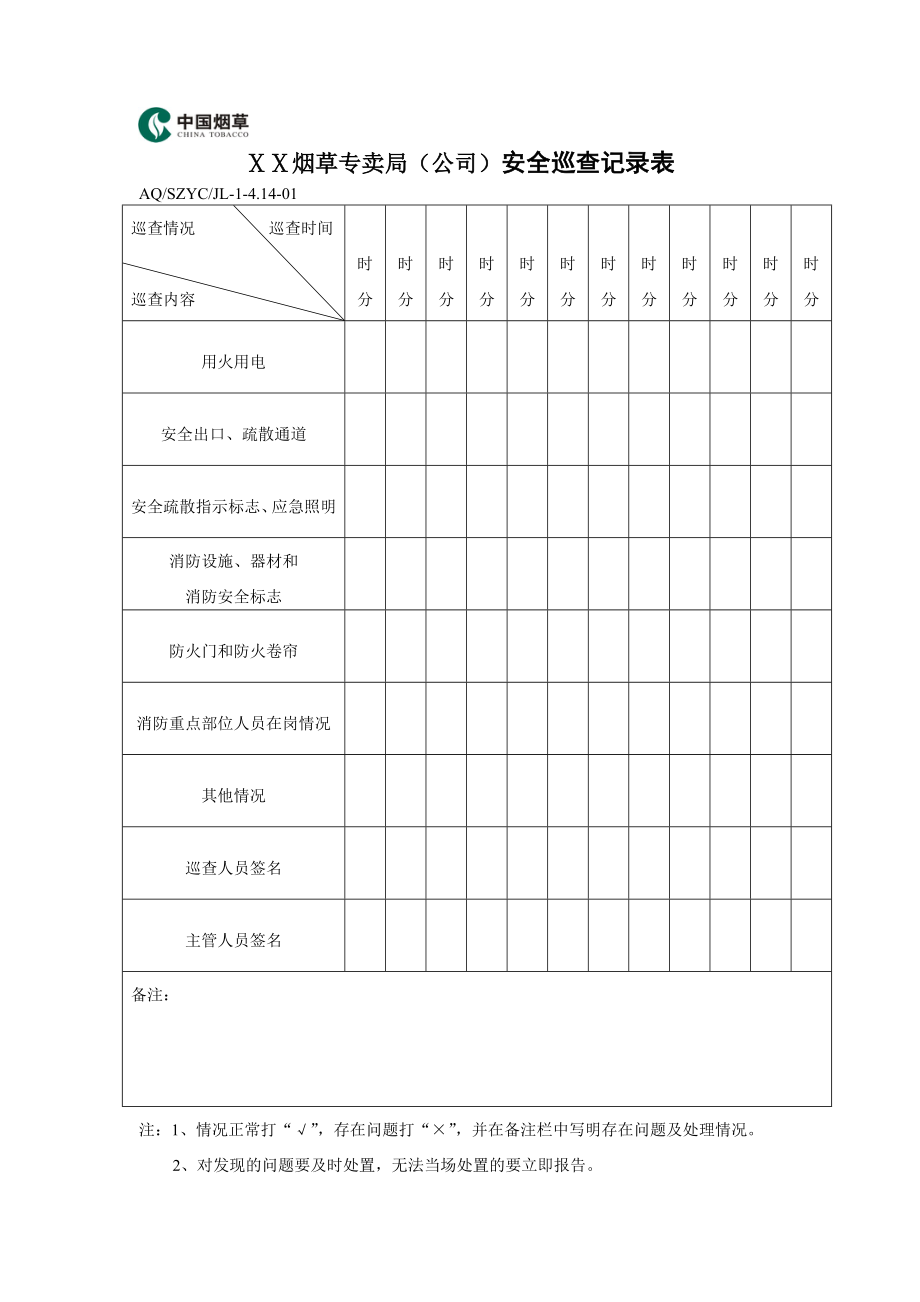 烟草专卖局(公司)安全巡查记录表.docx_第2页