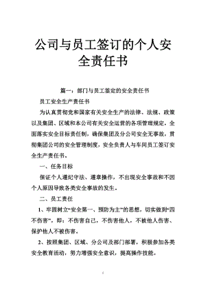 公司与员工签订的个人安全责任书.doc