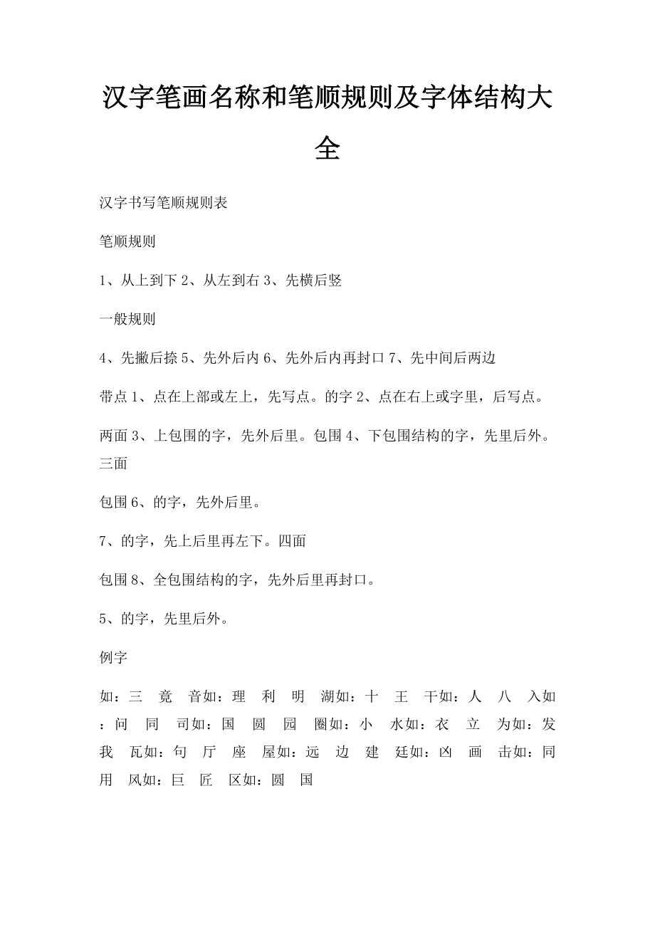 汉字笔画名称和笔顺规则及字体结构大全(1).docx_第1页