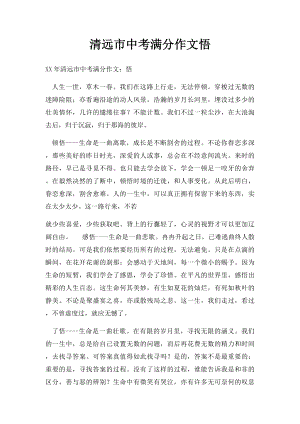 清远市中考满分作文悟.docx