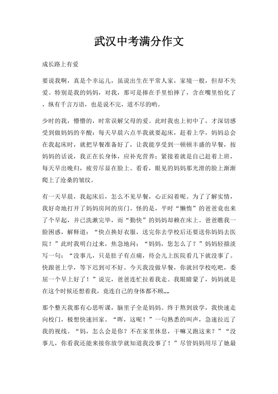 武汉中考满分作文(1).docx_第1页