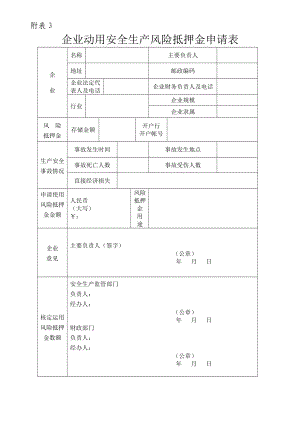 企业动用安全生产风险抵押金申请表.doc