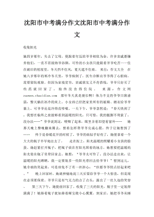 沈阳市中考满分作文沈阳市中考满分作文.docx