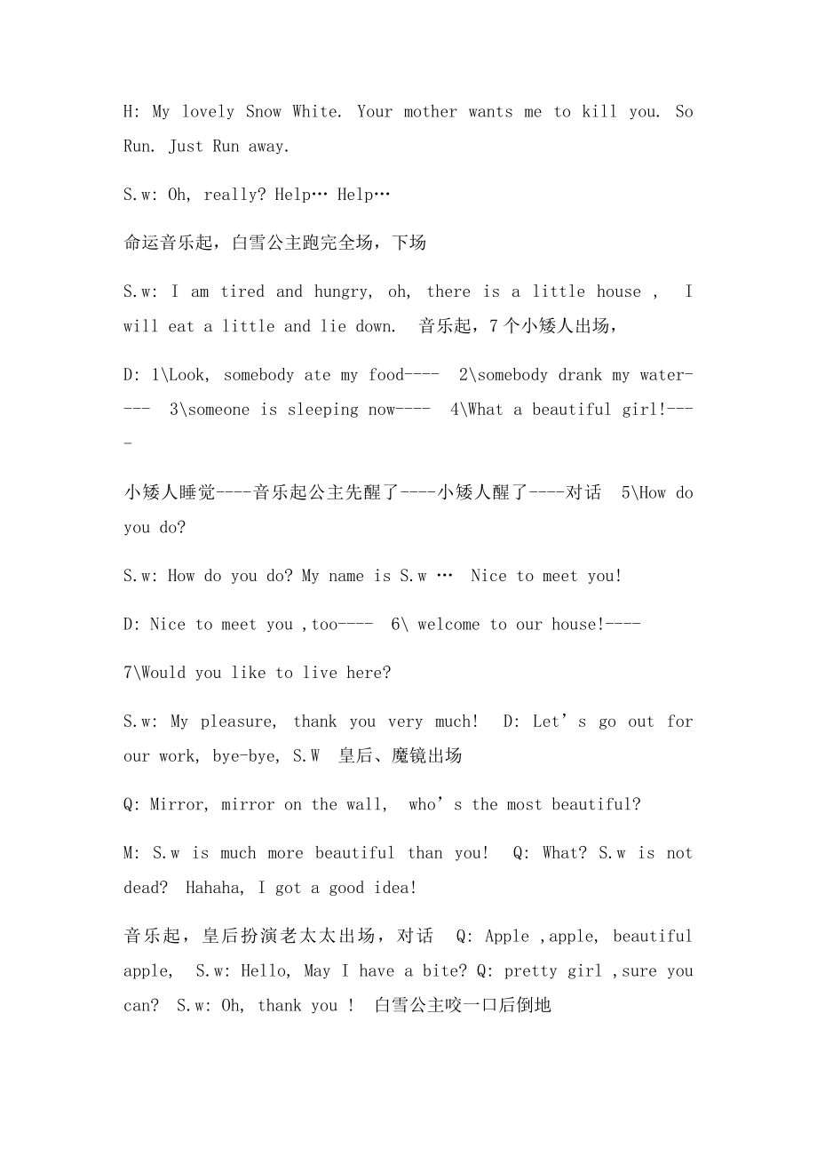 白雪公主与七个小矮人英语情景剧本.docx_第2页