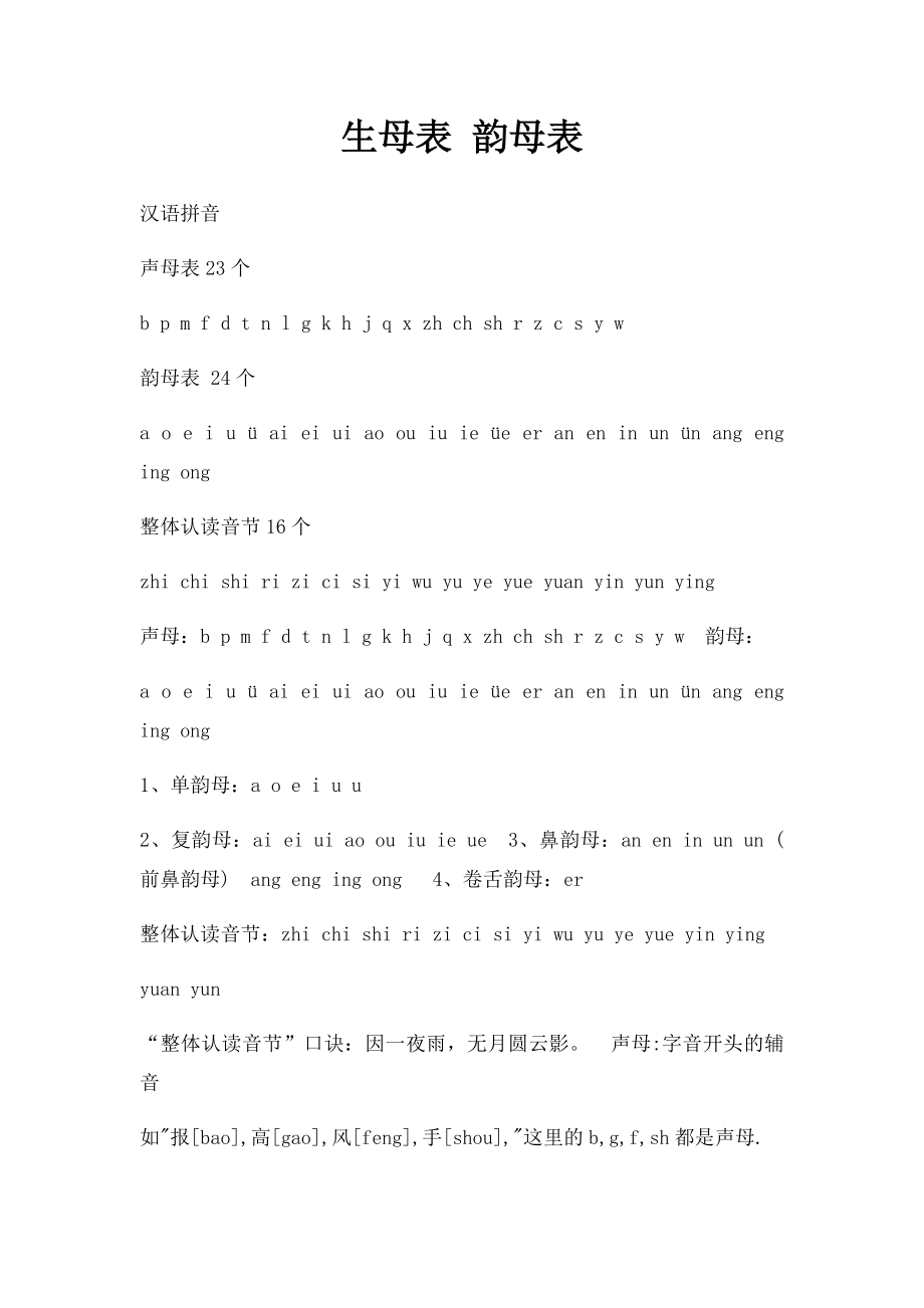 生母表 韵母表.docx_第1页