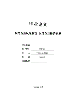 工商企业管理 规范企业风险管理 促进企业稳步发展 论文.doc