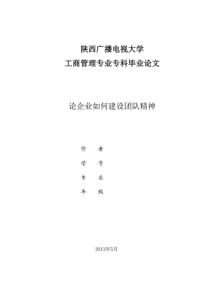 毕业论文：论企业如何建设团队精神.doc