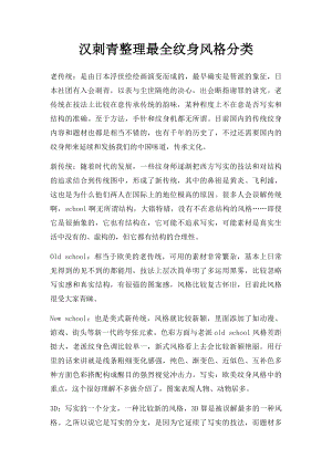 汉刺青整理最全纹身风格分类.docx