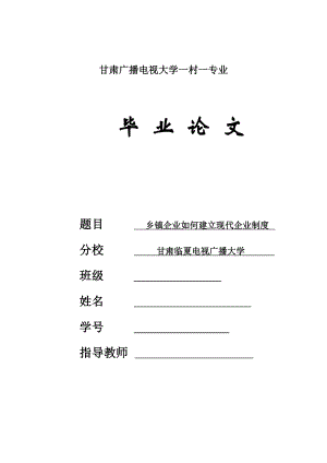 乡镇企业如何建立现代企业制度毕业论文.doc