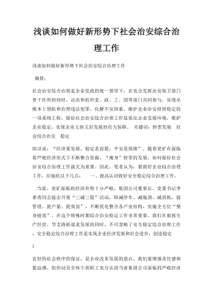 浅谈如何做好新形势下社会治安综合治理工作.docx