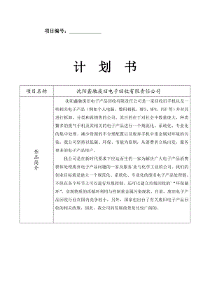 废旧电子回收公司项目建议书创业计划书.doc