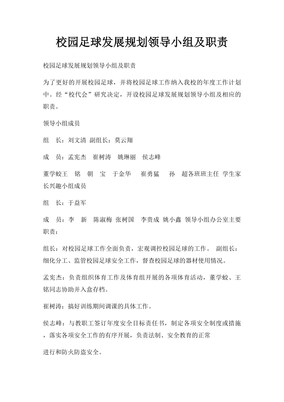 校园足球发展规划领导小组及职责.docx_第1页