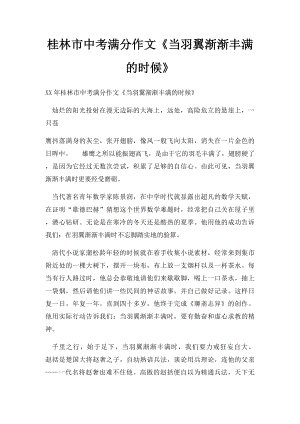 桂林市中考满分作文《当羽翼渐渐丰满的时候》(1).docx