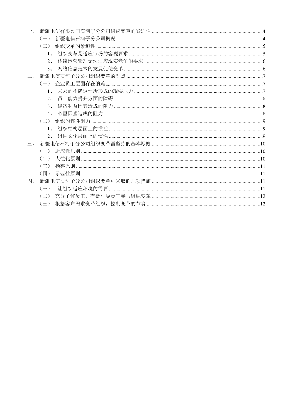 对新疆电信有限公司石河子分公司企业组织变革的思考.doc_第2页