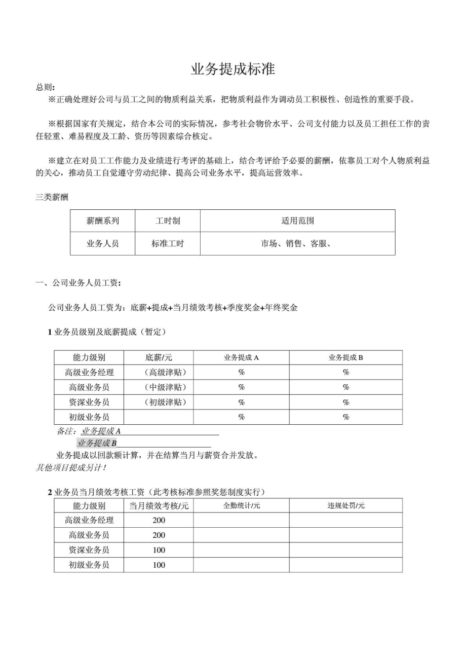 业务员提成方案范本1704880072.doc_第1页