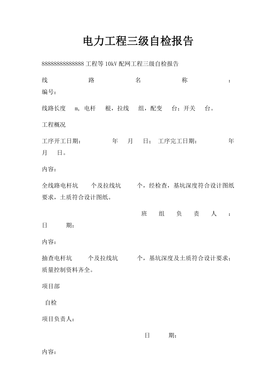 电力工程三级自检报告.docx_第1页