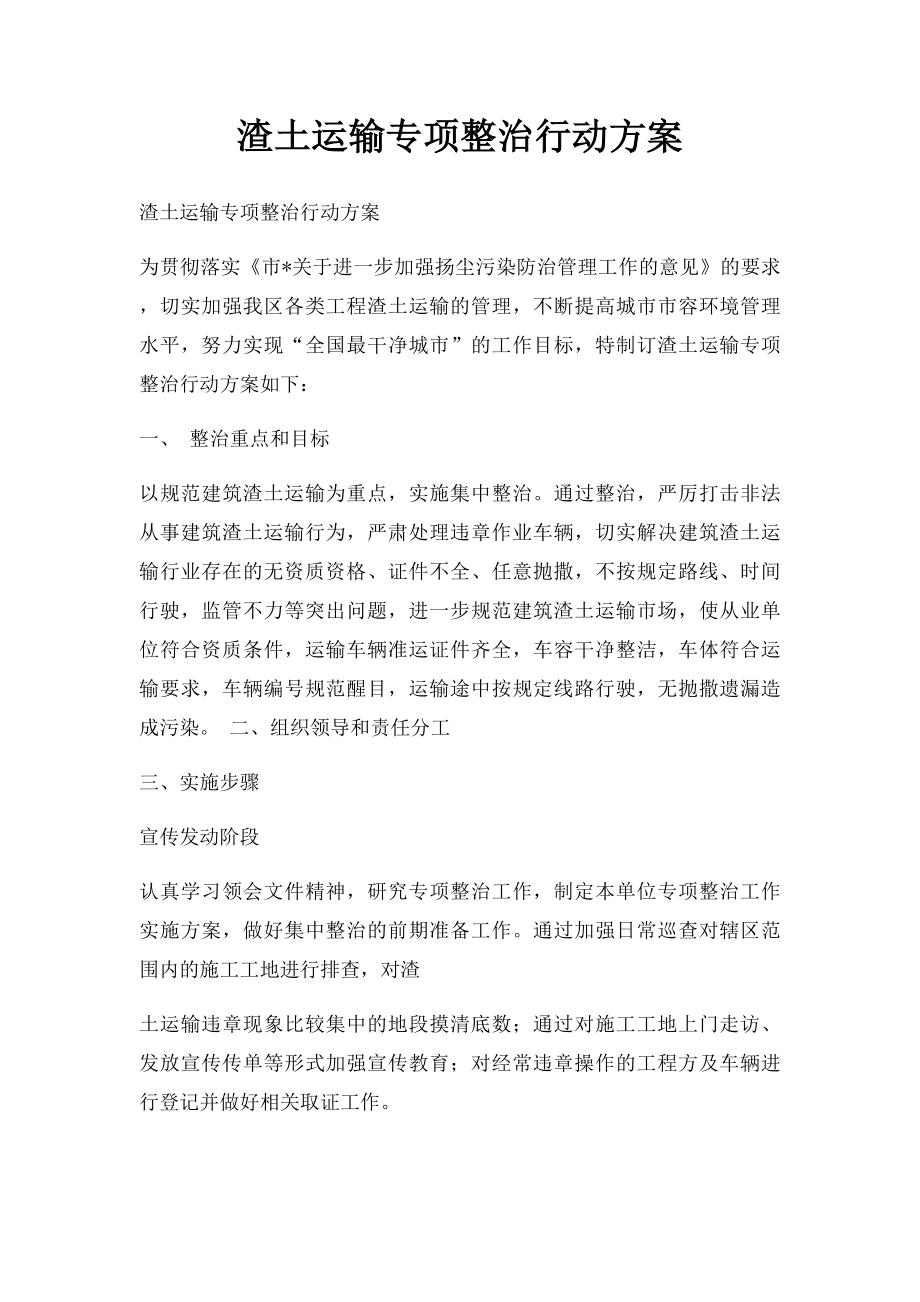 渣土运输专项整治行动方案.docx_第1页