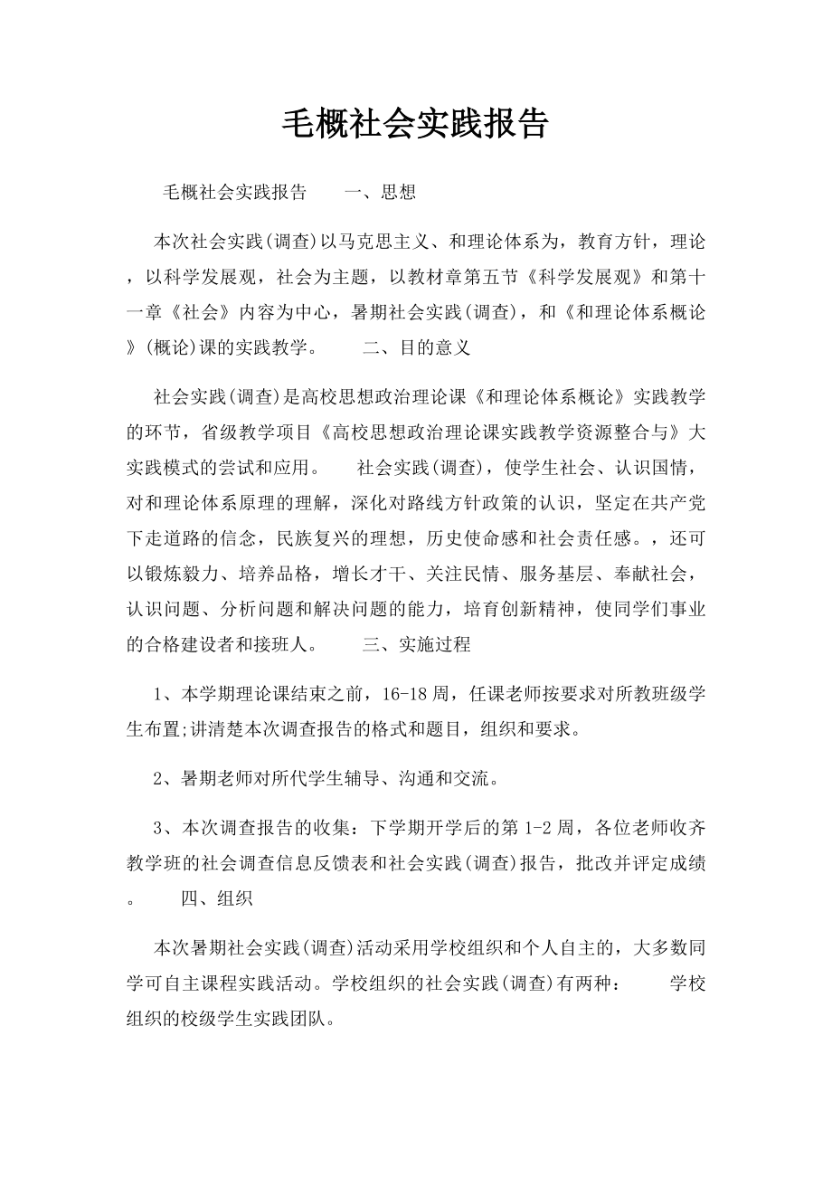 毛概社会实践报告 .docx_第1页