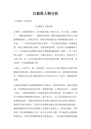 白鹿原人物分析.docx