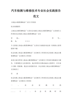 汽车检测与维修技术专业社会实践报告范文.docx