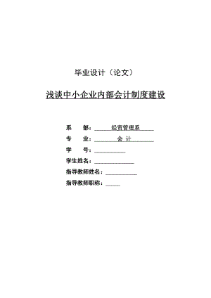 浅谈中小企业内部会计制度建设.doc