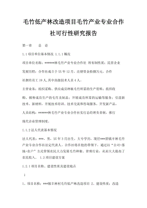 毛竹低产林改造项目毛竹产业专业合作社可行性研究报告.docx