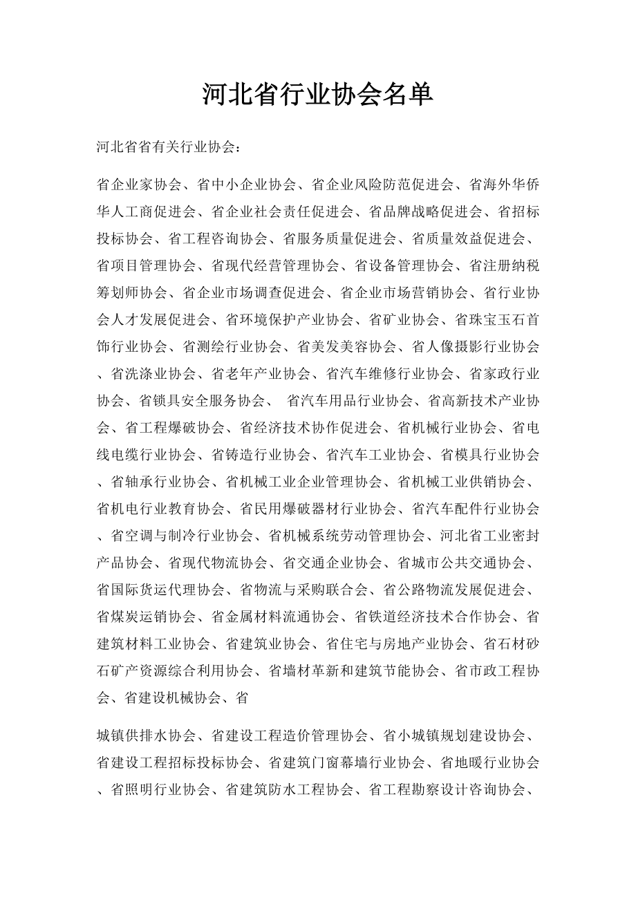 河北省行业协会名单.docx_第1页