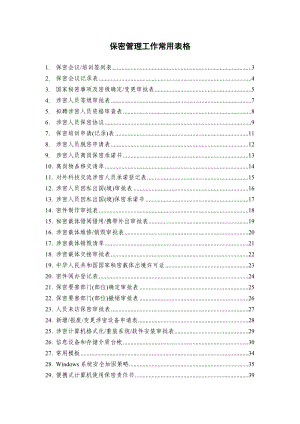 【精品word文档】单位保密工作常用表格汇编手册.doc