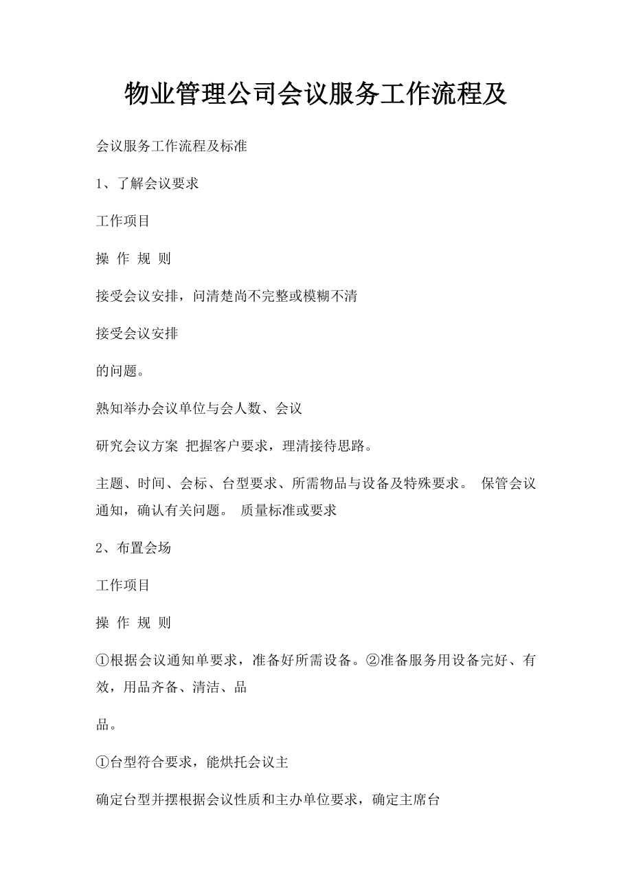 物业管理公司会议服务工作流程及.docx_第1页