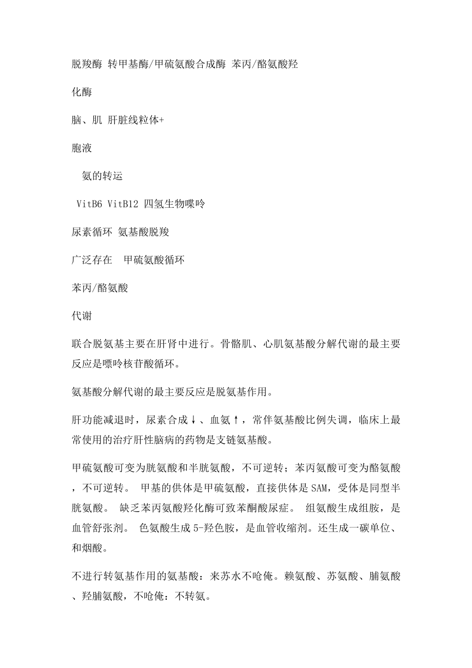 生化各反应的部位关键酶和辅酶等顺口溜记忆.docx_第2页