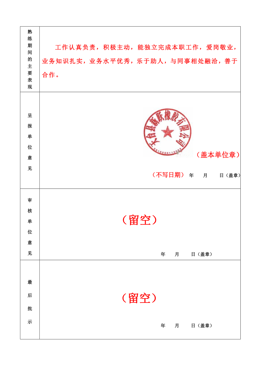 大、中专毕业生转正定级审批表（范本）.doc_第2页