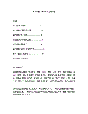 公司方案股权众筹项目商业计划书.doc