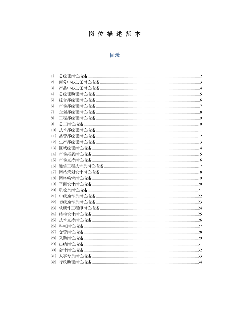 中小企业岗位描述范本.doc_第1页