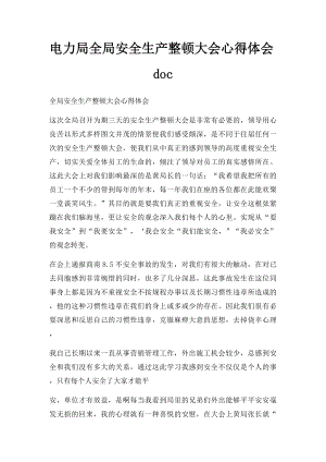 电力局全局安全生产整顿大会心得体会doc.docx