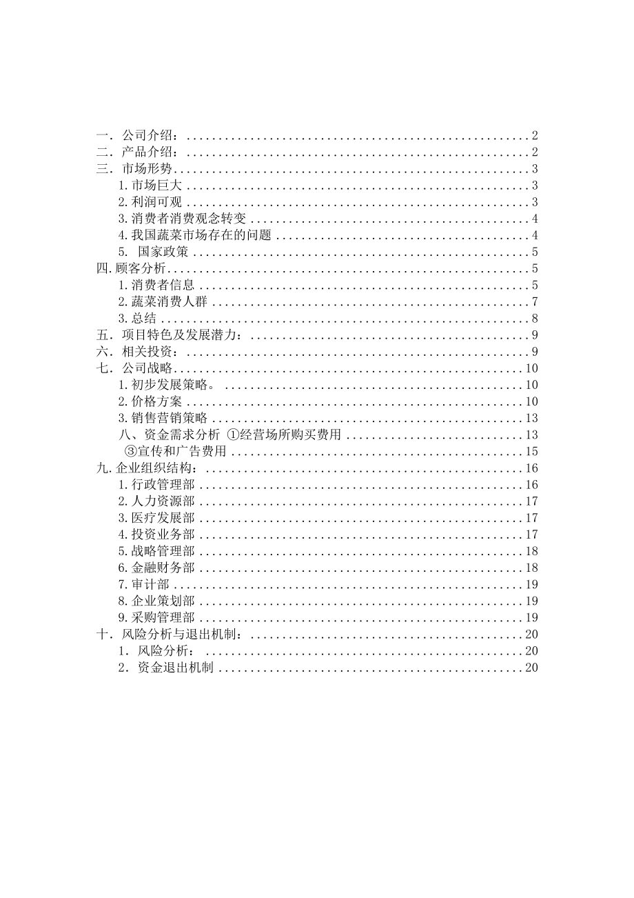 销售品牌蔬菜蔬菜企业创业计划书.doc_第2页