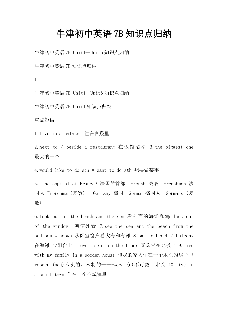 牛津初中英语7B知识点归纳.docx_第1页