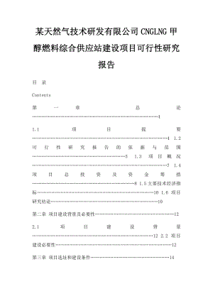 某天然气技术研发有限公司CNGLNG甲醇燃料综合供应站建设项目可行性研究报告.docx