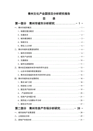 山东青州文化产业园项目分析研究报告 .doc