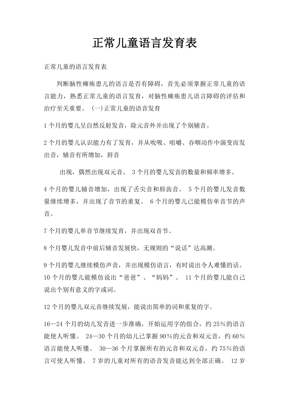 正常儿童语言发育表.docx_第1页