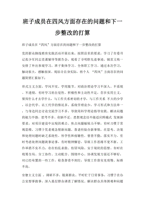 班子成员在四风方面存在的问题和下一步整改的打算.docx